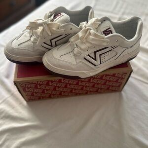 Vans White and Burgundy Sneakers